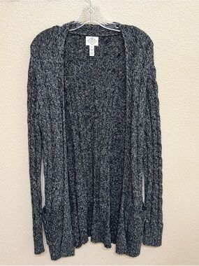 St. John’s Bay Cozy Open-Front Black & Gray Cardigan Sweater
